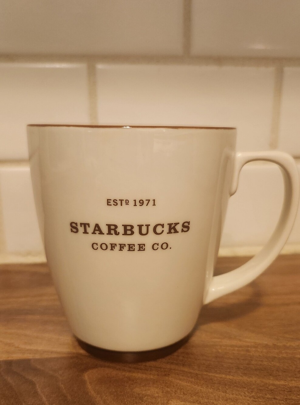 Starbucks 2006 EST. 1971 Cream Ceramic Mug with Brown Detail